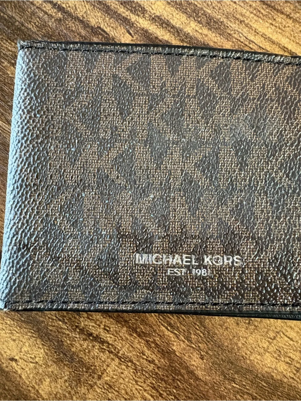 Michael Kors Men’s Dark Brown MK Monogram Card Holder